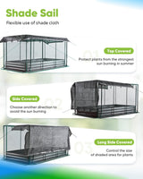 Quictent Galvanized Raised Garden Bed with Crop Cage Plant Protection Net Tent and Shade Cloth Kit Metal Planter Box Bottomless Planting Vegetables Outdoor Backyard Included T Tags Wing Nuts 8x4x1 Ft Quictent