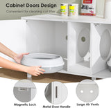 YDTOP Cat Litter Box Enclosure for 2 Cats, Hidden Litter Box Furniture with Scratching Pad, Double Room Wooden Cat House Washroom Storage Cabinet End Table, White YDTOP