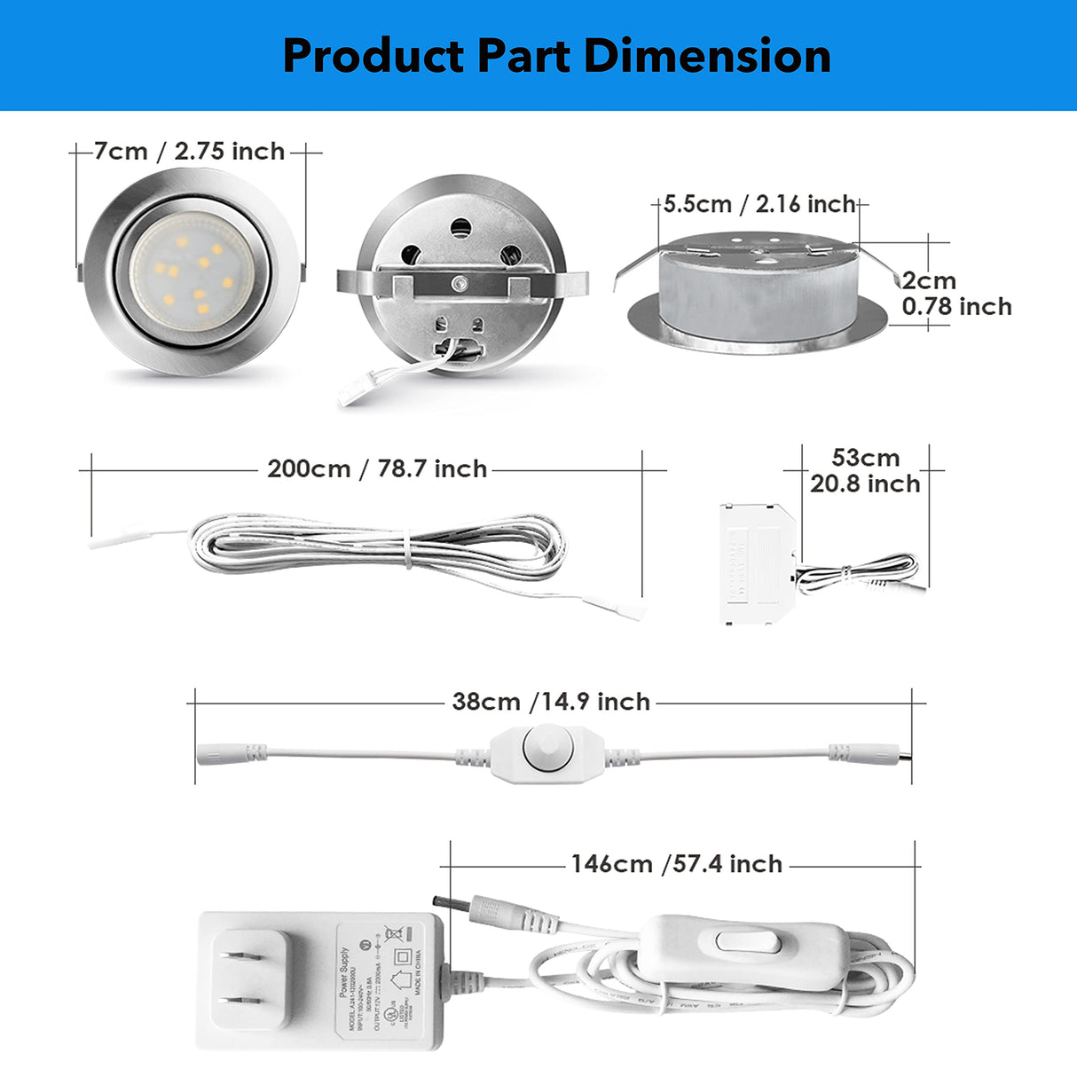 Under Cabinet Lighting Dimmable LED Puck Lights,Recessed Mount,12V Low Volt,60mm Cutout Haolgen Bulb Replace,Small Puck Light Plug in for Curio,Book Case,Display Shelf,6000k Cold White,6pcs LAMPAOUS