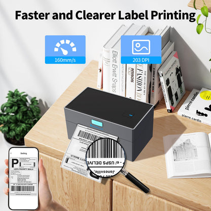 Roenllce Bluetooth Thermal Shipping Label Printer, 4x6 Label Printer for Small Business for Shipping Packages, Support Windows, Mac, iOS, Android, Used for Amazon, Ebay, Shopify, Etsy, UPS, USPS