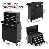 WAYTRIM 5-Drawer Rolling Tool Chest, Removable Tool Cabinet Box with Wheels and Drawers, Tool Cabinet Storage Box, Adjustable Shelf, Portable with Wheels and Lock for Warehouse, Repair Shop (Black) WAYTRIM