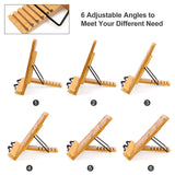 MEGREZ Book Stand for Reading (13.2 x 9.4 inch) Bamboo Cookbook Stand Holder for Kitchen, Adjustable Book Holder Stand for Tablet/Textbook Holder/Hollow Bookrest Stand, Giraffe and Tree MEGREZ