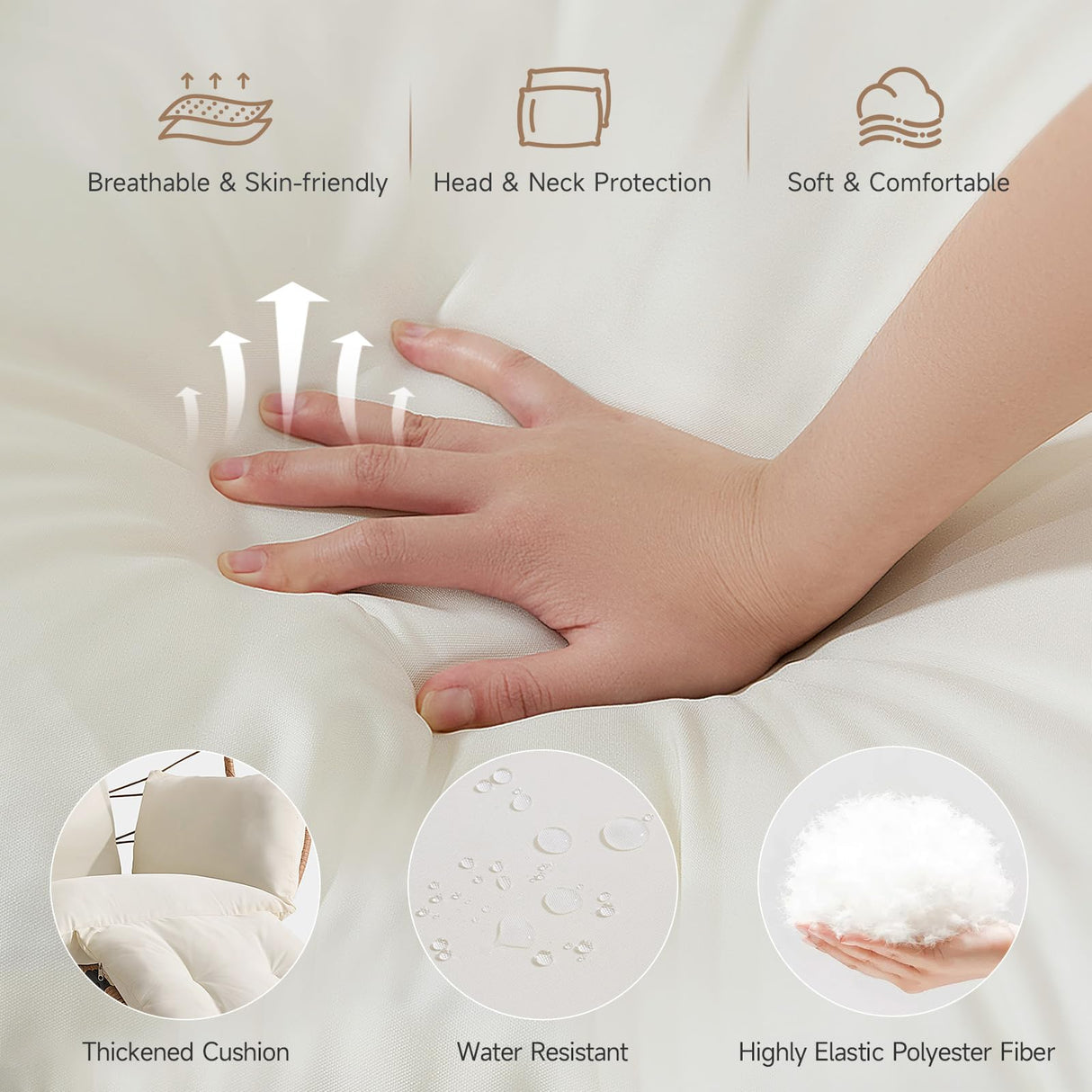 ONBRILL Hanging Egg Chair with Adjustable Footrest & Stand, Wicker Rattan Swing Hammock Chair with Cushion & Double Chains, 350LBS Capacity for Outdoor & Indoor Patio, Deck, Bedroom, Balcony (YE-BE) ONBRILL