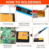 FEITA Soldering Iron Kit for Electronics, 14 in 1 Welding Tools Kit with Switch 80W LCD Adjustable Temperature Solder Iron, 2 Solder Wire, Flux, 5 Soldering Tips, Desoldering Pump, Stand, Tweezers FEITA