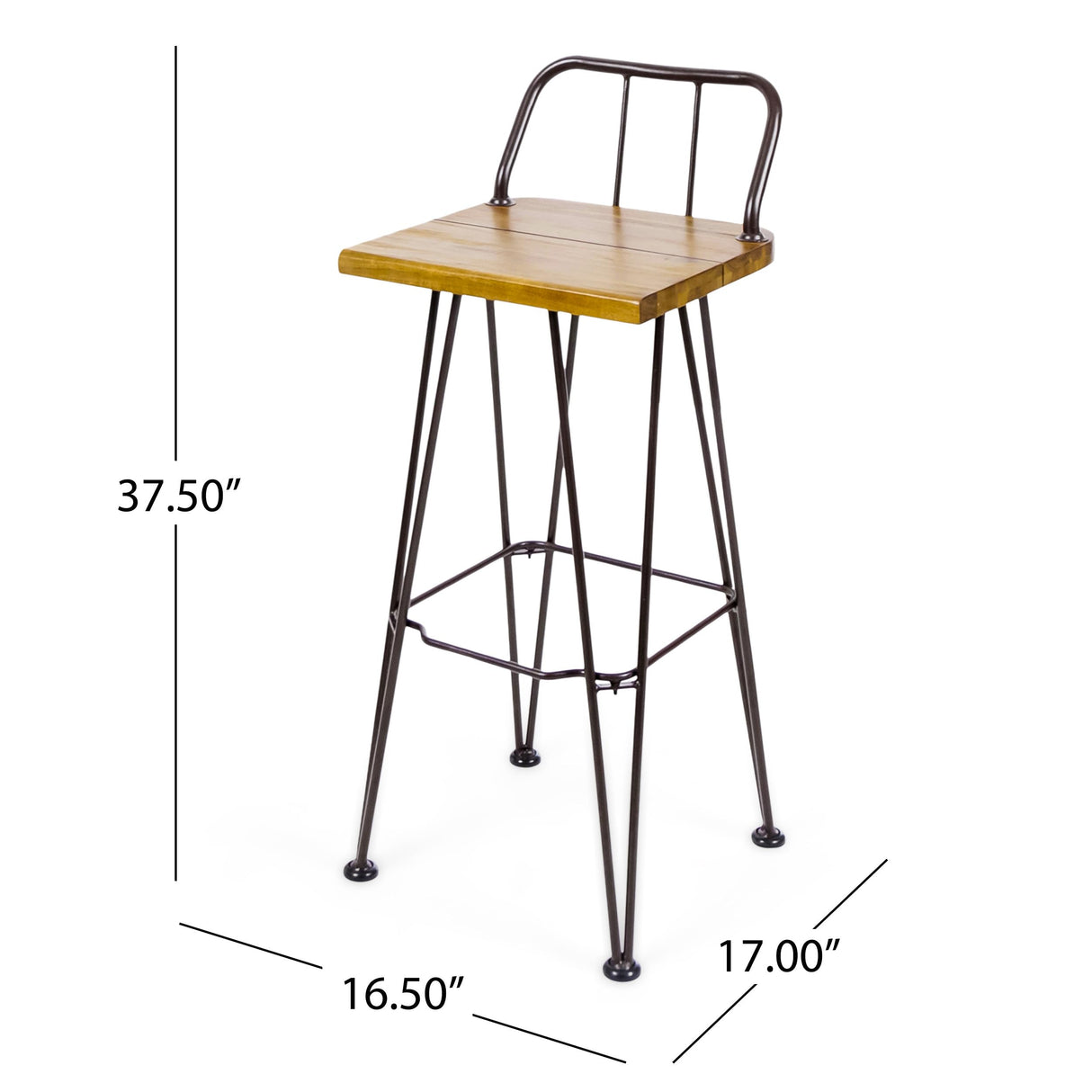 Christopher Knight Home Denali Outdoor Industrial Acacia Wood Bar Set with Finished Iron Frame, Teak Finish / Rustic Metal Christopher Knight Home