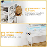 White Computer Desk with Shelves and Drawers - 47 Inch Home Office Desk with Drawers and Shelves, Small White Desk with Shelves, Computer Desk with Monitor Stand, RGB Gaming Desk with Power Outlet DLisiting