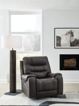 Signature Design by Ashley Trumble Modern Faux Leather Manual Rocker Recliner with Track Arms, Gray Signature Design by Ashley