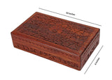 Deco 89 Multipurpose Handcrafted with Floral Carvings Antique Finished Wooden Jewellery Box Organiser, 8 x 5, Brown storeindya