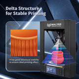MALYAN Mini Delta 3D Printer M300 - Fully Assembled FDM 3D Printers for Kids and Beginners, Free Sample PLA Filament and MicroSD Card Preloaded with Printable 3D Models, Printing Size 110x110 mm MALYAN