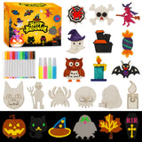 Worgree Halloween Crafts for Kids, 36 Pcs DIY Wooden Magnets Art Craft Supplies Painting Kit for Boys Girls Ages 4-8 8-12 Halloween Party Favors Gifts Basket Treat Goodie Bag Stuffers Classroom Prizes Worgree