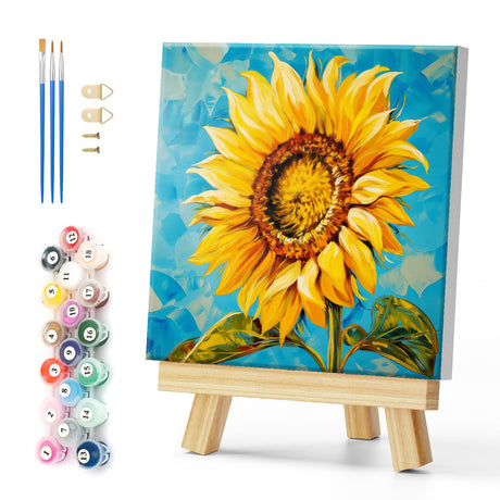 Natuyalo Sunflower Framed Paint by Numbers Kit for Adults - Paint by Number on Canvas with Frame, Flowers DIY Acrylic Painting for Home Wall Decor 12x12 Inch Natuyalo