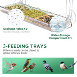 SUNALLY Window Bird Feeder for Outdoors, Clear Bird Feeders Window Mounted with Strong Suction Cups, Transparent Bird House Outside Wild Bird Watching for Garden, Yard, Elderly Kids Viewing SUNALLY