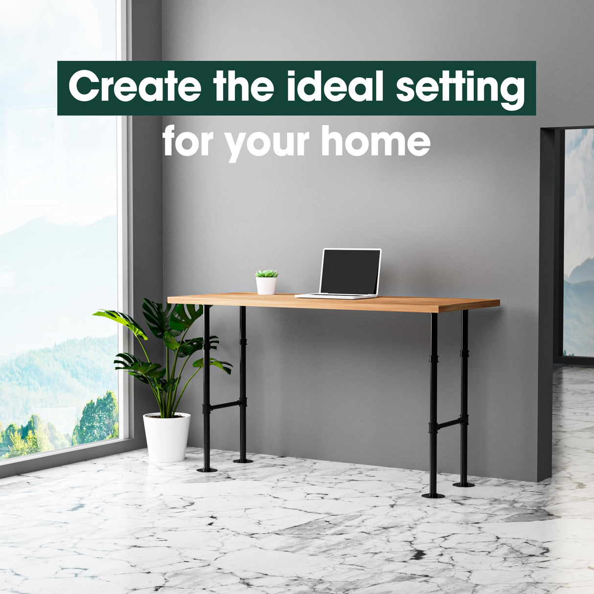 Yes4All 38 Inches Metal Table Legs, Industrial Pipe Counter Bar Height Table Legs, Desk Legs for DIY Dining Table, Workbench, Replacement H Shape Parts with Gloss Black Powder Coating - Set of 2 Yes4All