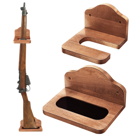 GlikCeil 1 Set Vertical Gun Rack Hardwood Gun Rack Holder Wall Mount Brown Rifle Rack Wooden Gun Hooks Gun Hangers for Wall for Rifles Shotguns Bows Display Storage GlikCeil