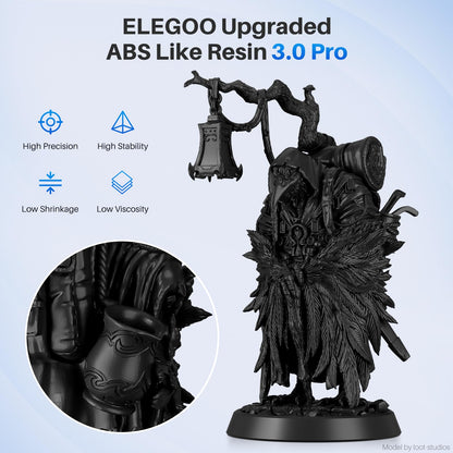 ELEGOO ABS-Like Resin 3.0 Pro, 3D Printer Resin with Low Viscosity and High Precision, 405nm Rapid UV-Curing Photopolymer Resin, 3D Resin for LCD/DLP 3D Printing, Black 1000G