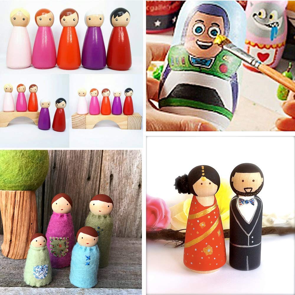 LUUFAN 20Pcs Wooden Peg Doll, 65 mm Unfinished Wooden Female Male Plain Blank Bodies Angel Dolls for DIY Craft Wedding Party (Pack of 20) LUUFAN