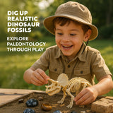 Playz Fossil Digging Kit for Kids Ages 6-12 – Dinosaur Fossil Excavation Tools, Paleontology Volcano Lab & Mining Activity Set Playz