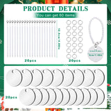 JNENERY Round Sublimation Key Chains Blanks, 60PCS Sublimation Keychain Blanks Bulk, Sublimation Charm Accessories for Cup, MDF Blank Double Sided with Plastic Pearl Chain for DIY and Craft JNENERY