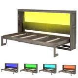 Merax Twin Size Murphy Bed with LED Light, can be Folded into a Cabinet, Hidden Wall Cabinet Murphy Bed for Bedroom Living Room Guest Room, Brown Merax