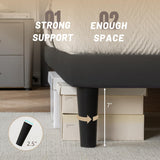 DUMGTIF Queen Size Platform Bed Frame with Velvet Upholstered Headboard and Sturdy Wooden Slats Support,Mattress Foundation，Easy Assembly, No Box Spring Needed,Slip Resistant (Black, Queen) DUMGTIF