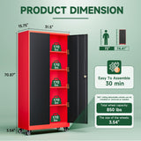 Letaya Metal Garage Storage Cabinets with Lock Door and Adjustable Shelves, Steel Tool Cabinets for Home,Office,Warehouse Organisieren (Black Red, 75" H) Letaya