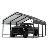 SUNLEI 12'x15'x8.5' Metal Carport, Heavy Duty Metal Carport Canopy with Galvanized Steel Roof and Frame, Permanent Garage for Pickup, Bass Boat, Trucks, Car and Tractors SUNLEI