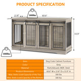 Yafylly 2-in-1 Double Dog Crate Furniture with Divider 60.6 Inch Grey Sturdy Dog Kennel TV Stand with 2 Sliding Doors and Thick Iron Door Frame for 2 Dogs Yafylly