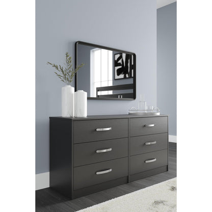 Signature Design by Ashley Finch Modern 6 Drawer Dresser with Ball-bearing Construction and Safety Stop, Black - WoodArtSupply