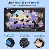 GOECI Puzzle Board 1500 Pieces, Rubber Puzzle Mat, Puzzle Mats for Jigsaw Puzzles 1000, Puzzles Board Roll Up to 1500pcs with 6 Sorting Trays Jigsaw Puzzles Mat Roll Up Jigsawn Pad Saver Keeper GOECI