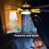 YITAHOME 60 Inch Ceiling Fan with Light and Remote, 5 Blades with Crystal Rod Design, Modern Chandelier Ceiling Fan with Reversible Quiet Motor, Indoor Ceiling Fan with 3 LED Colors, Black&Gold YITAHOME