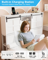 ZBOM Twin Size Bed Frame with Storage Headboard & Drawer, 3-in-1 Charging Station, Metal Slats Support, No Box Spring Needed,Upholstered Platform (White) ZBOM