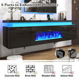 Hlivelood 70" tv Stand w/ 36" Fireplace Up to 80" TVs,High Gloss LED Fireplace TV Stand Entertainment Center for 70/75+/80 inch TV, Modern Media TV Console Cabinet for Living Room,Black Hlivelood