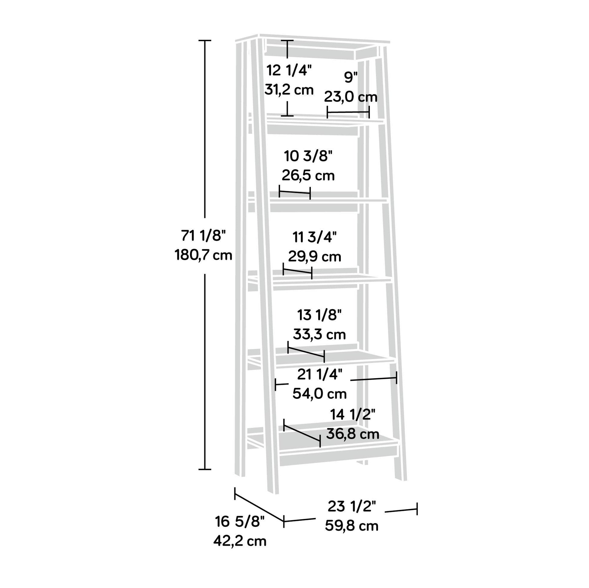 Sauder Trestle 5-Shelf Bookcase in Vintage Oak Finish - Stylish Storage for Any Room - WoodArtSupply