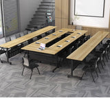 Oppiiwee Folding Conference Room Table, Mobile Training Table with Wheels, Flip Top Rolling Seminar Meeting Table for Office,Meeting Room,classr (Yellow, 55×16×30in) Oppiiwee