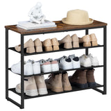 HOOBRO Shoe Rack, 4 Tier Shoe Storage Organizer with 3 Oxford Fabric Shelves and Top Panel, Holds 12-16 Pairs of Shoes for Entryway and Closet, Industrial, Rustic Brown BF47XJ01G1 HOOBRO
