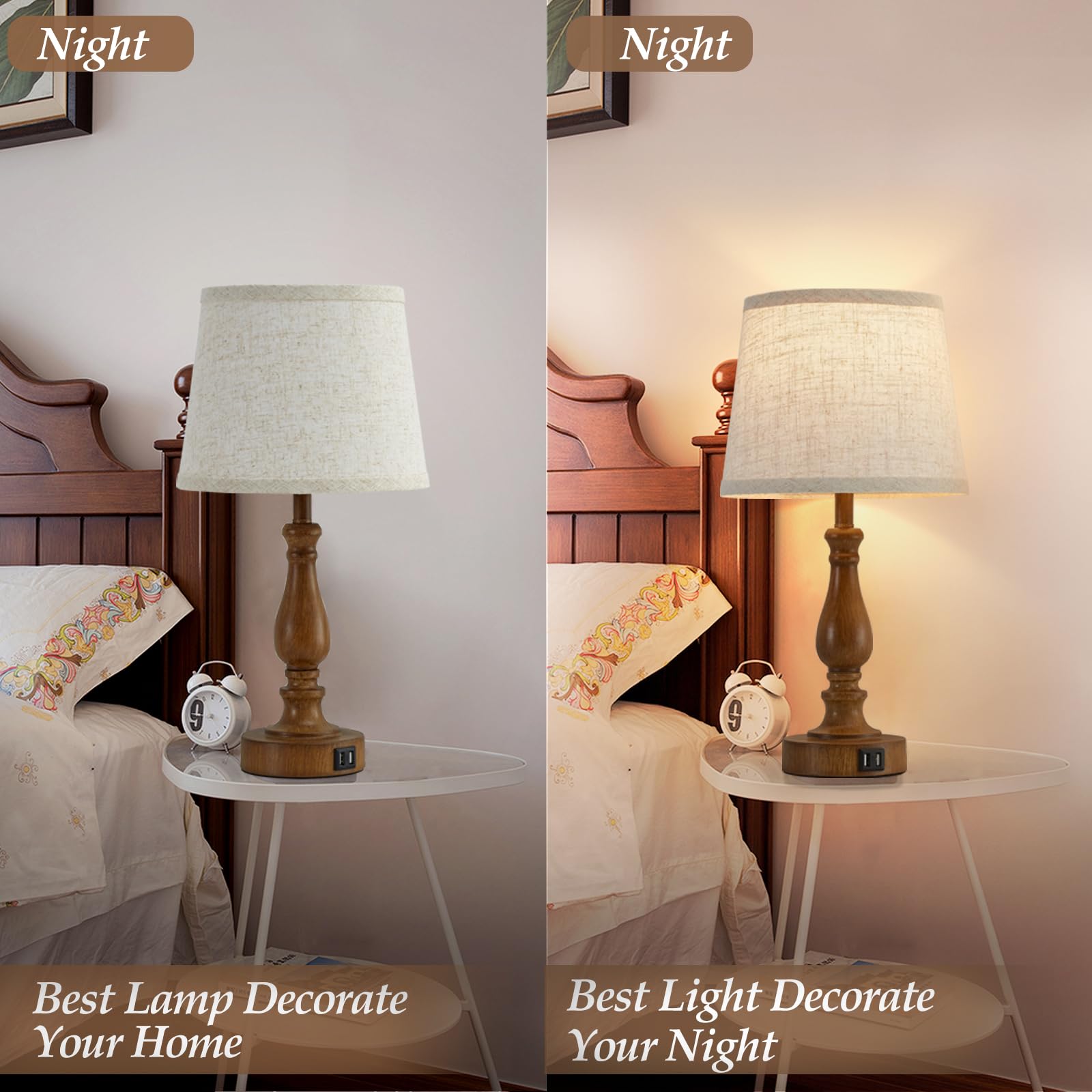 EJIAXIN Classical Table Lamps for Bedrooms Set of 2 - Touch Bedside Lamps with Dual USB Ports, 3 Way Dimmable Nightstand Lamps for End Tables, Farmhouse Night Stand Lamps for Living Room Gues - WoodArtSupply