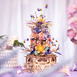 MU 3D Wood Puzzles for Adults The Feast of Flower, 3D Puzzles Lighting Metal Model Kits Building, Wooden Flowers Puzzle Music Box Building Puzzle Boxes Sets, Birthday Gift Desk Home Decor MU