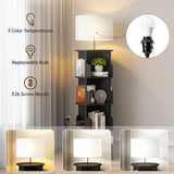 iabifo Rotating 4-Tier Bookshelf with Adjustable Light, 360° Spinning Bookcase Tower, Tall Floor Standing Book Shelf for Bedroom, Living Room, Office, Black iabifo