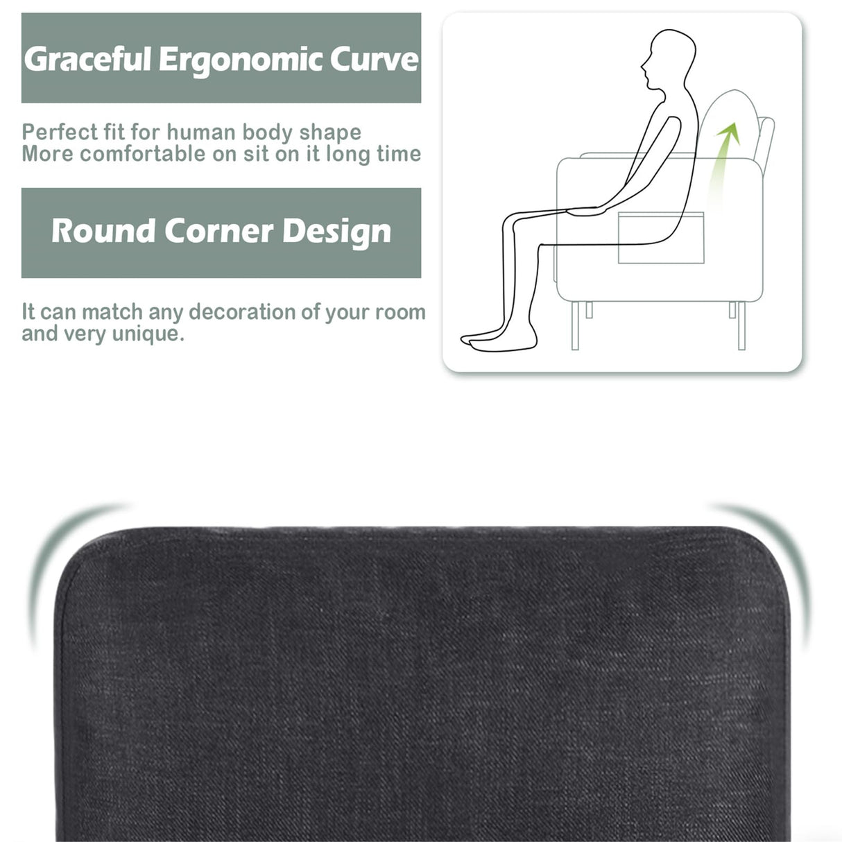 STHOUYN 3 Piece Living Room Furniture Sets, 3 Seat Couch and Loveseat with 2 USB, Single Sofa Accent Chair, Modern Small Couches for Small Spaces, Bedroom, Apartment (Dark Grey) STHOUYN