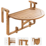 IDZO FSC Acacia Wood Folding Balcony Bar Table for Railings, Adjustable Height & Width, Teak Brush Finish Durable Against Weather, Ideal Spacious Dimension of 27 9/16 x 21 5/8 Inch, Half-Round Design IDZO