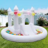 White Bounce House with Ball Pit, Indoor & Outdoor Bouncy Castle with Slide and UL Blower for Kids Family Backyard Party, 12x11Ft Inflatable Bouncer for Boys for Girls ZAFIED