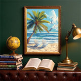 ShiCattle Coconut Tree Diamond Art Kits for Adults Beginners,DIY Full Round Drill Diamond Painting Kits Beach Chair,Paint by Diamonds Dot Gem Art Crystal Easy,Home Wall Decor 12x16Inch ShiCattle