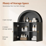 UPOSOJA Arched Bathroom Wall Cabinet, 20.3 x 30.5'' Over The Toilet Cabinet with Grille Door, Adjustable Shelf, Wall Mounted Cabinets for Bathroom Laundry Room Kitchen (Grille Door, 30IN) UPOSOJA