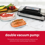 Nesco Deluxe Food VS-12 Vacuum Sealer, 130 Watts, Kit Bags & Viewing Lid, Compact, Silver Nesco