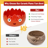 Katech Flame Yarn Bowl for Crocheting-Crochet Bowls Knitting Bowls-Cute Handmade Ceramic Flame Yarn Bowls-Ideal Crochet Gifts for Crocheters Knitter Katech