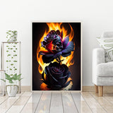 nekpiahu SkullFlower Diamond Art Painting Kits for Adults,Flowers Diamond Painting Kits for Beginners 5D Skull Full Drill Diamond Dots,Fire Gem Art Crafts for Adults Wall Decor 12x16inch nekpiahu