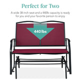 Best Choice Products 2-Person Outdoor Patio Swing Glider Steel Bench Loveseat Rocker for Deck, Porch w/Textilene Fabric, Steel Frame - Burgundy/Black Best Choice Products