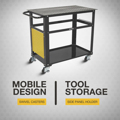 Klutch Mobile Welding Table, Welding Tools Metal Fit-Up Kit With Firm Grip Handle And Heavy-Duty Swivel Casters, Welding Equipment Welding Table Top - WoodArtSupply