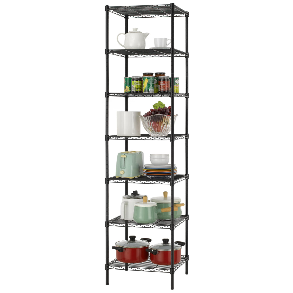 Finnhomy Heavy Duty 7 Tier Wire Shelving, 18x18x72 inches 7 Shelves Storage Rack with Thicken Steel Tube, Pantry Shelves for Storage, Adjustable Finnhomy