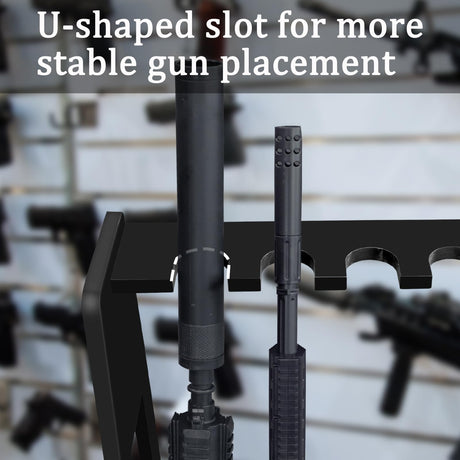 Salajory Indoor Gun Rack, Adjustable Wood Gun Rack with Pistol Rack, Floor Standing Shotgun Rack Gun Display Rack Rifle Storage for Garage Gun Storage - Holds 9 Long Guns and 8 Handguns Salajory